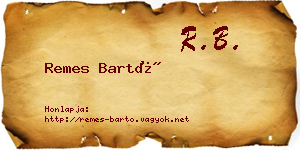 Remes Bartó névjegykártya